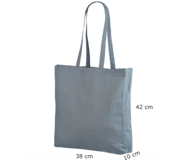 Handlenett CotGray38x10x42 handlenett grå bred bunn bomull