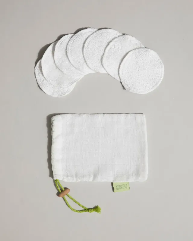 Reused Remade sminkepads gjenbrukbare bomullspads 7-pk hvit frotté