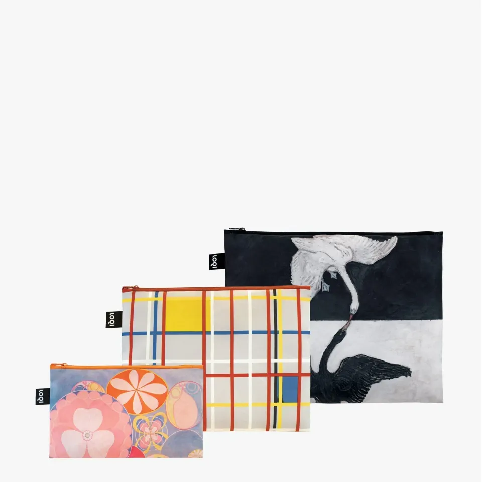LOQI Klint Svanen Mondrian glidelåslommer resirkulert