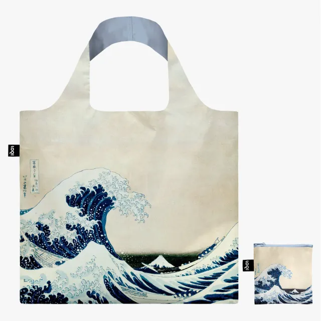 LOQI Hokusai The Great Wave handlenett resirkulert blå