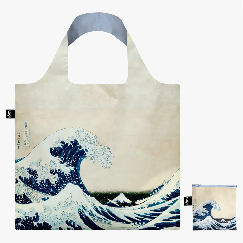 LOQI Hokusai The Great Wave handlenett resirkulert blå