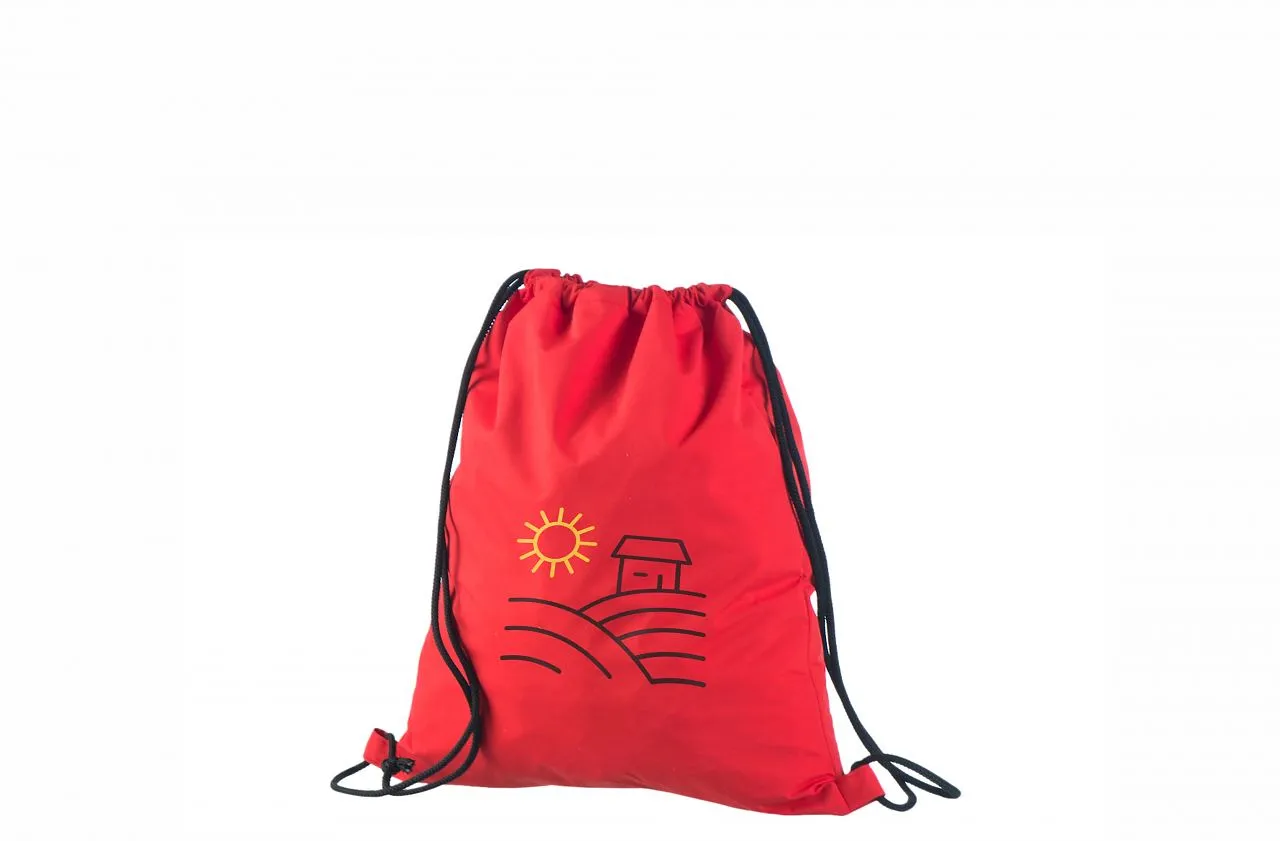 Handlenett Nylred_draw_uk ryggsekk rød 35×45 cm vannavstøtende