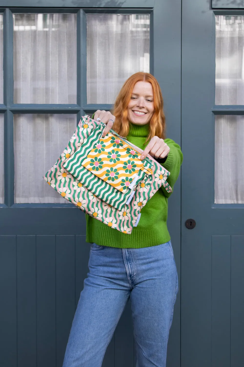 Kind Bag Pouches Wavy Daisy sminkeveske 3-pk resirkulert