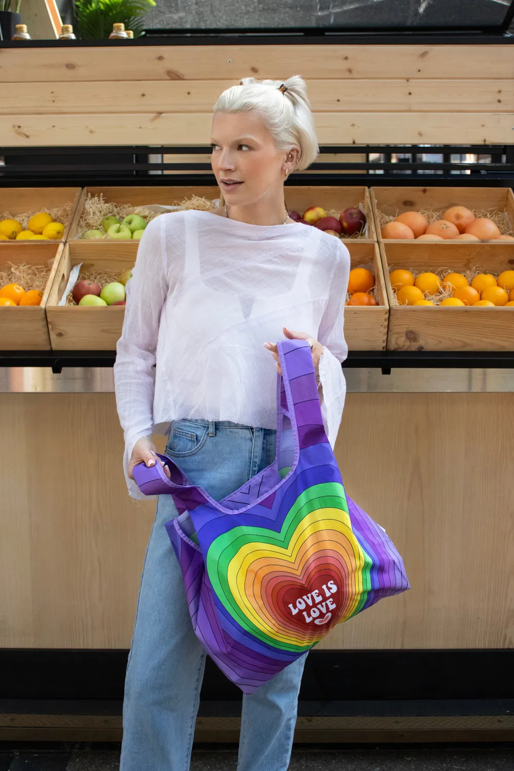 Kind Bag Love is Love handlenett regnbue 20 kg