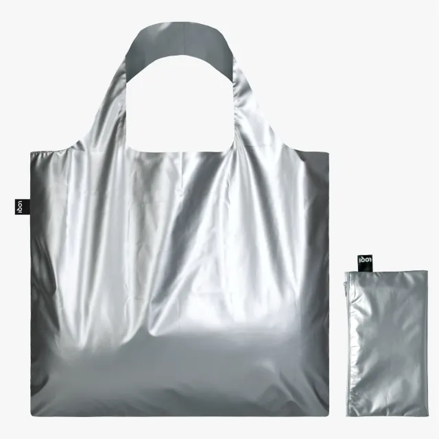 LOQI Metallic Silver handlenett med glidelås