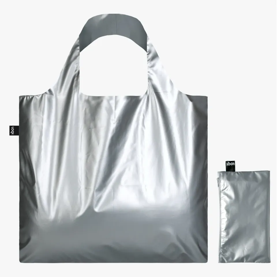 LOQI Metallic Silver handlenett med glidelås