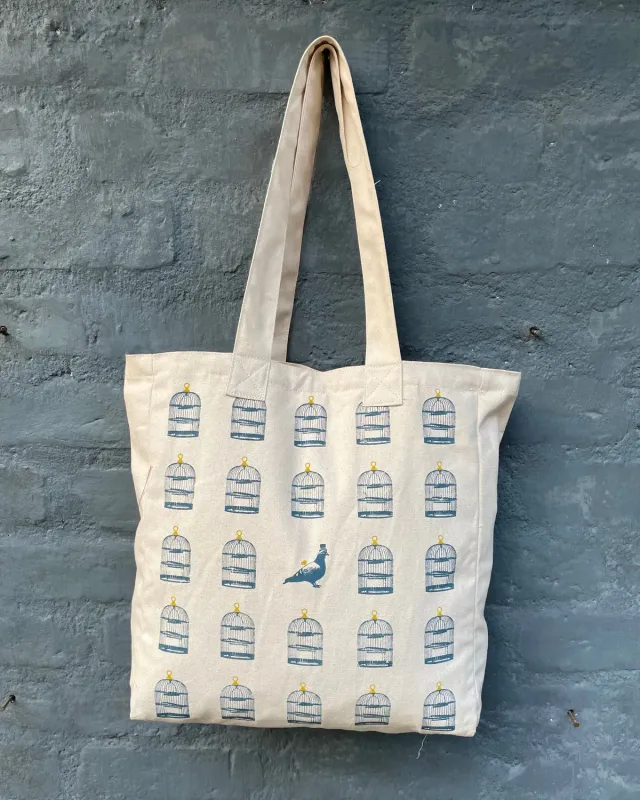 The Burlap People toteveske off white gjenbrukbar