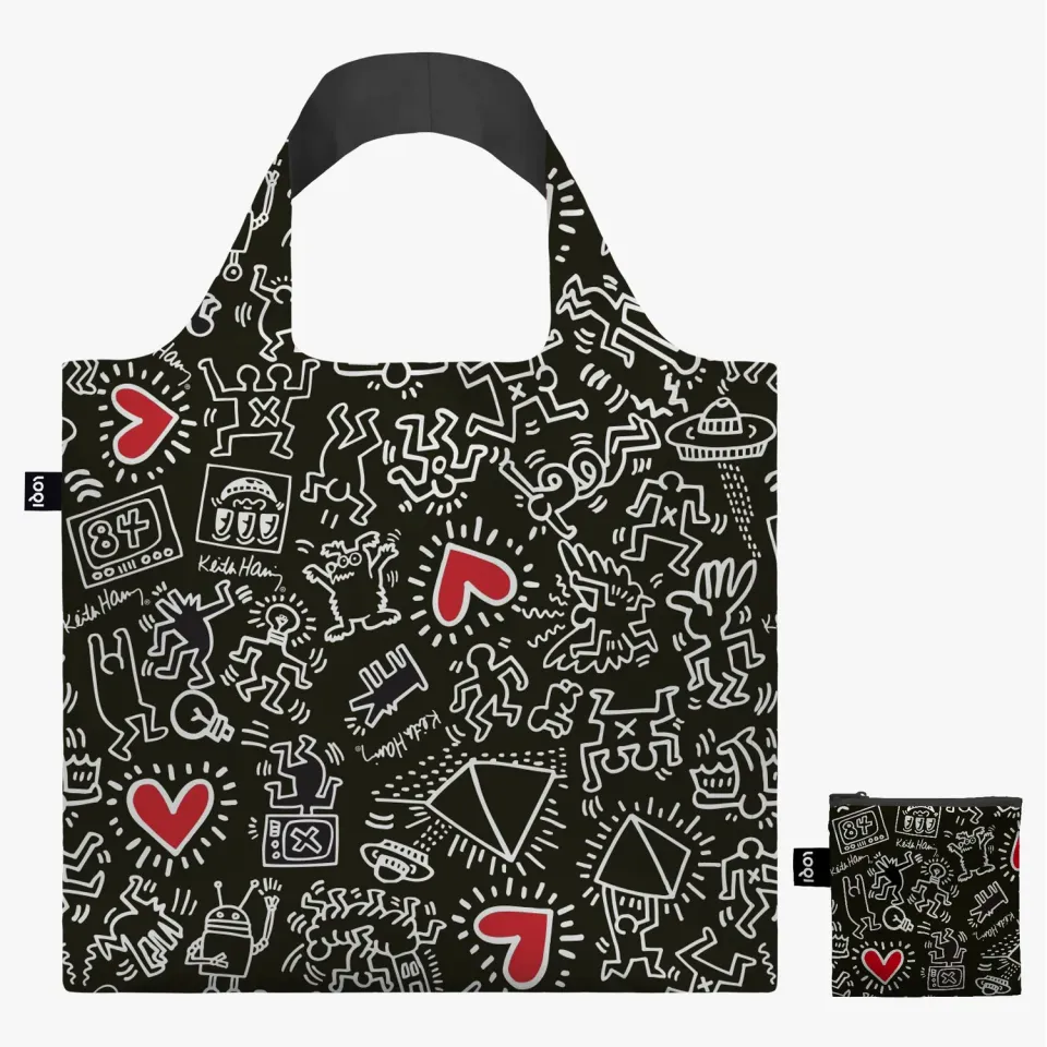 LOQI Keith Haring Black Pattern handlenett resirkulert