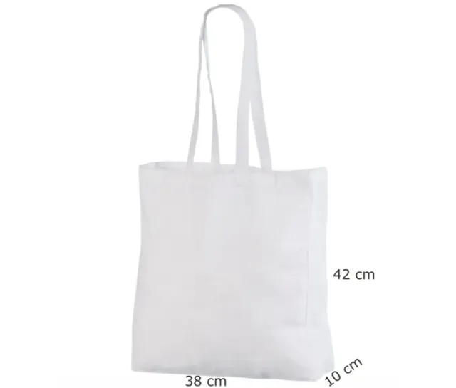 Handlenett CotWhite38x10x42 handlenett hvit bred bunn bomull