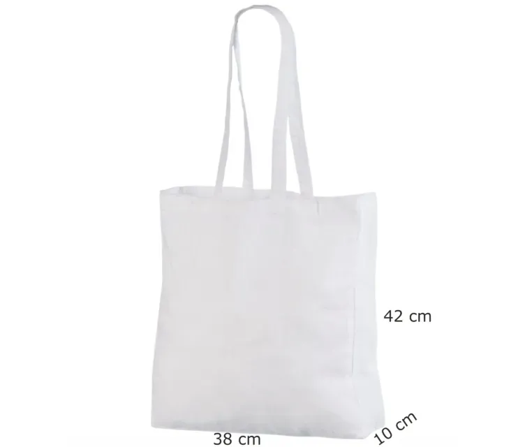 Handlenett CotWhite38x10x42 handlenett hvit bred bunn bomull