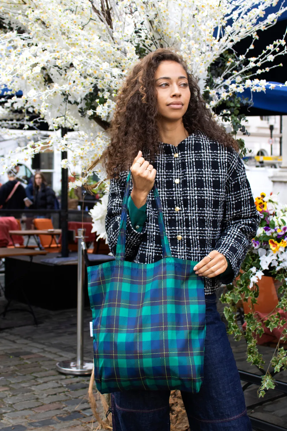 Kind Bag Tartan tote skulderveske rutete 16" laptop resirkulert