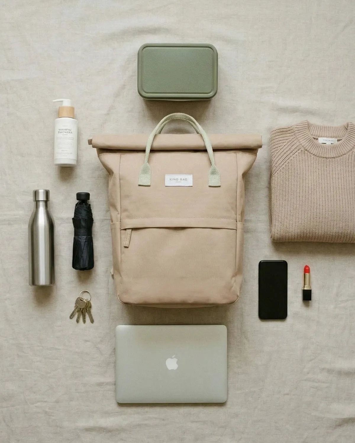 Kind Bag Hackney Medium ryggsekk beige vannavstøtende