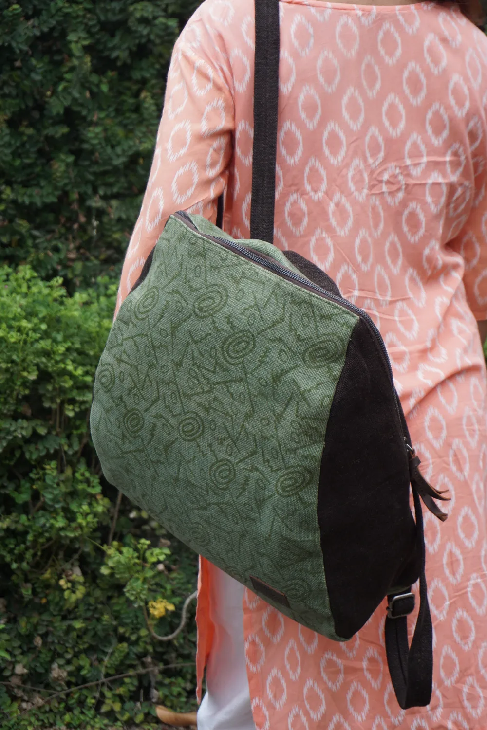 The Burlap People ryggsekk Green Abstract Print utgave