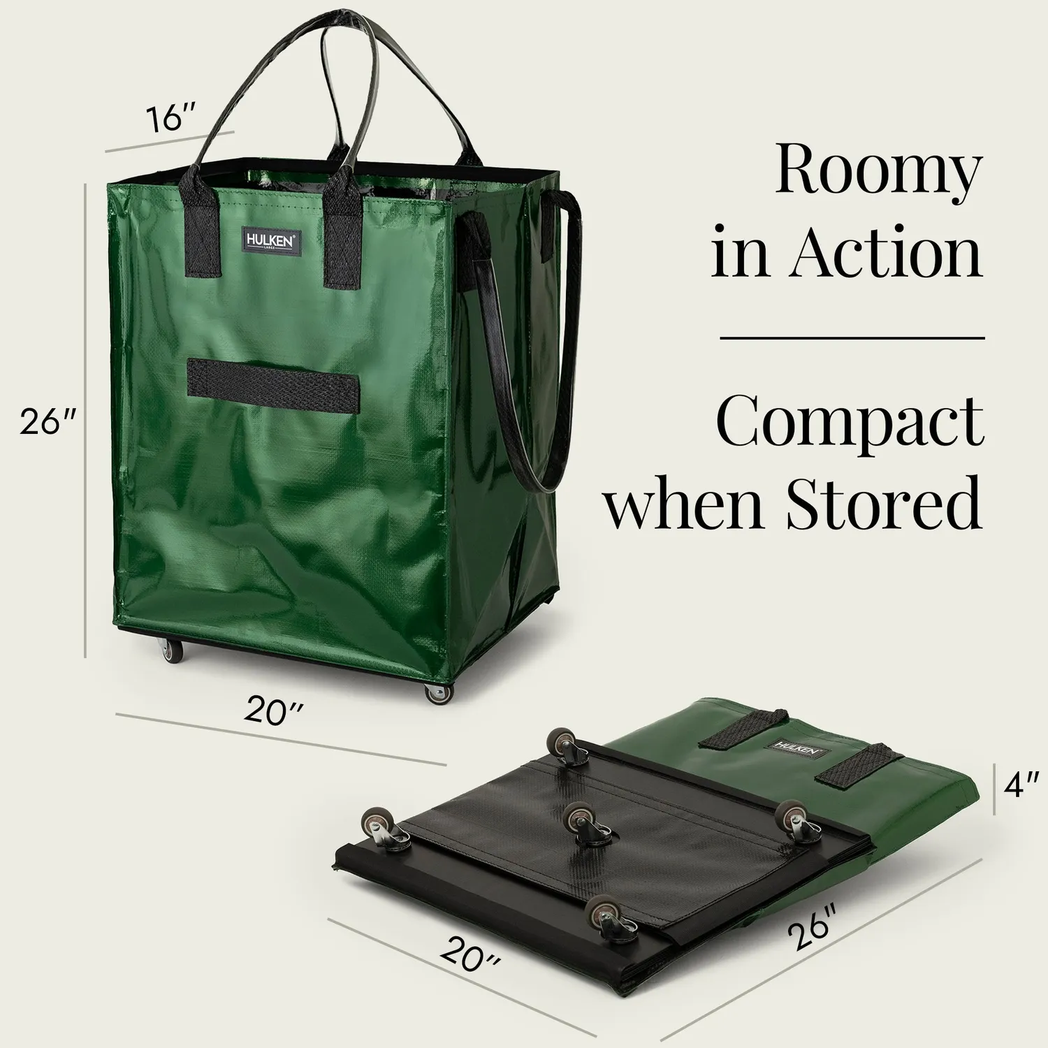 Hulken Forest Green toteveske sammenleggbar 30 kg