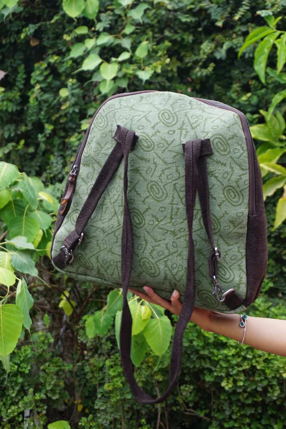 The Burlap People ryggsekk Green Abstract Print utgave