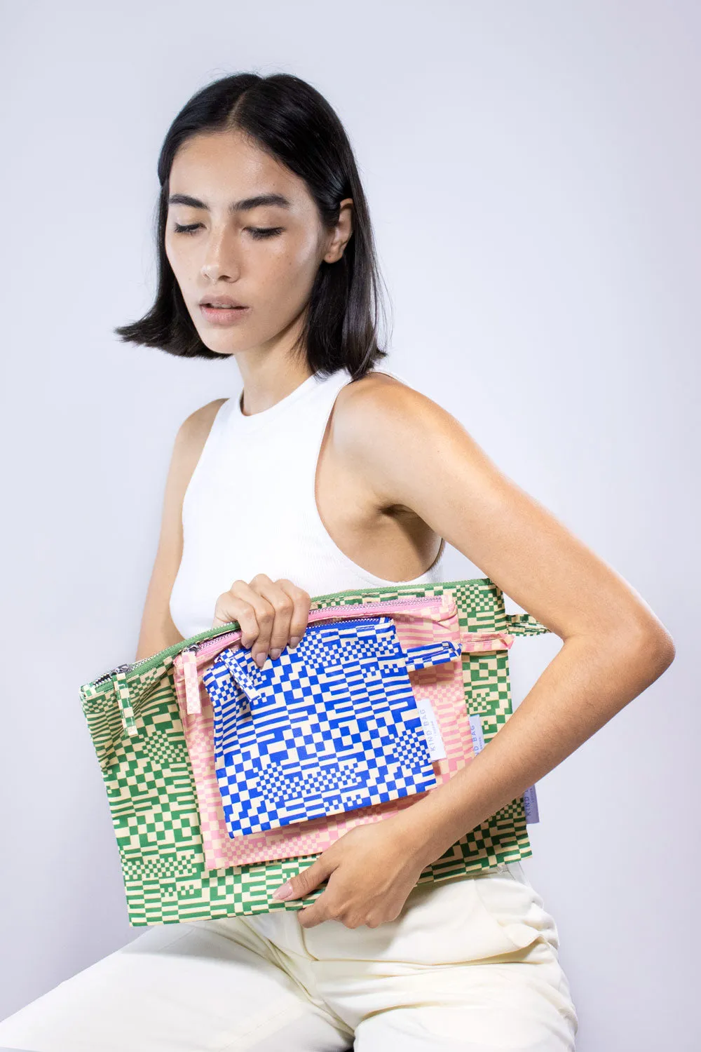 Kind Bag Pouches Trippy Check sminkeveske 3-pk rutet