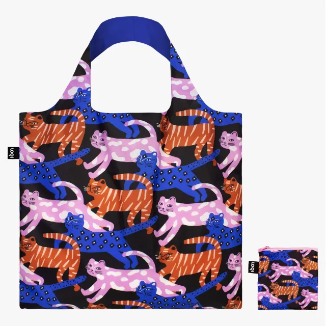 LOQI Glitter Power Cats handlenett resirkulert kattemotiv