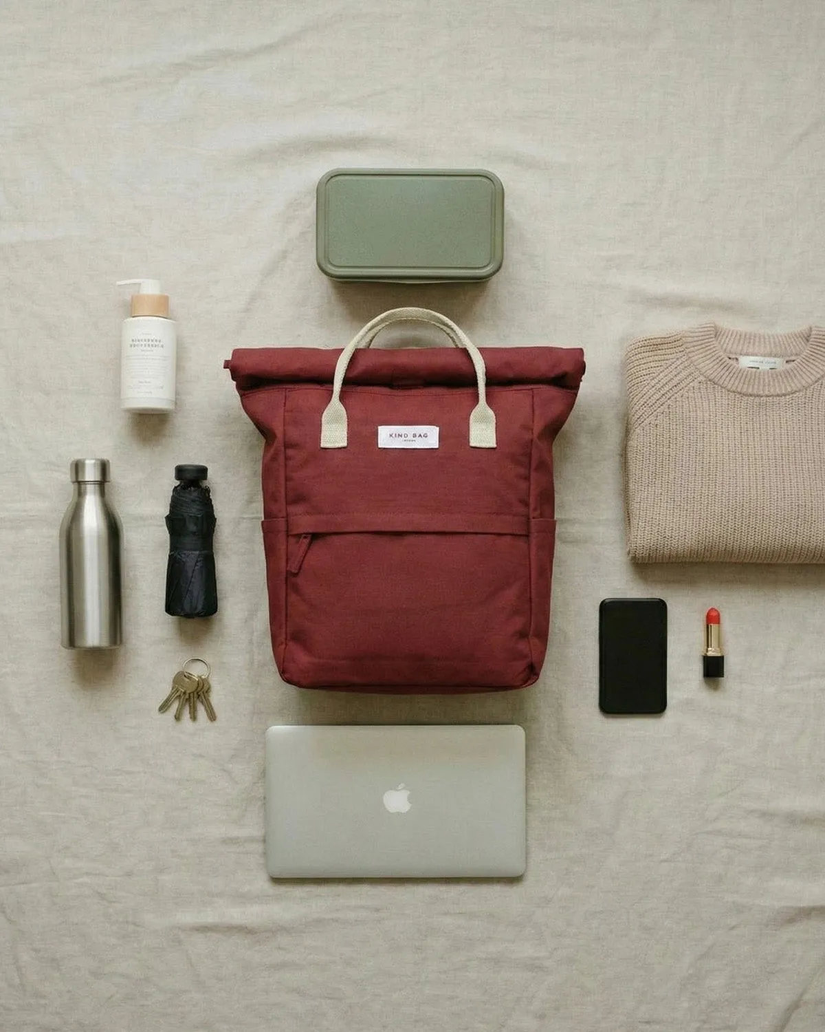 Kind Bag Hackney Backpack Medium ryggsekk burgundy vanntett