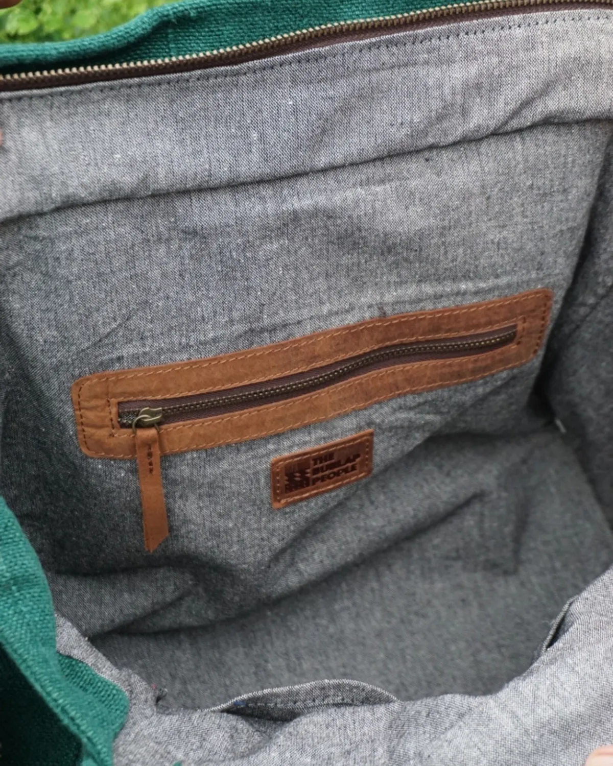 The Burlap People Boyfriend Bag skulderveske flaskegrønn myk