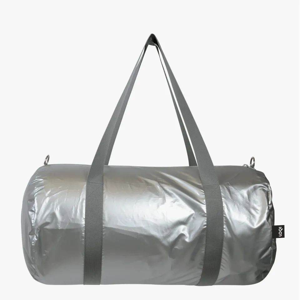 LOQI Metallic Silver Weekender handlenett sølv metallic