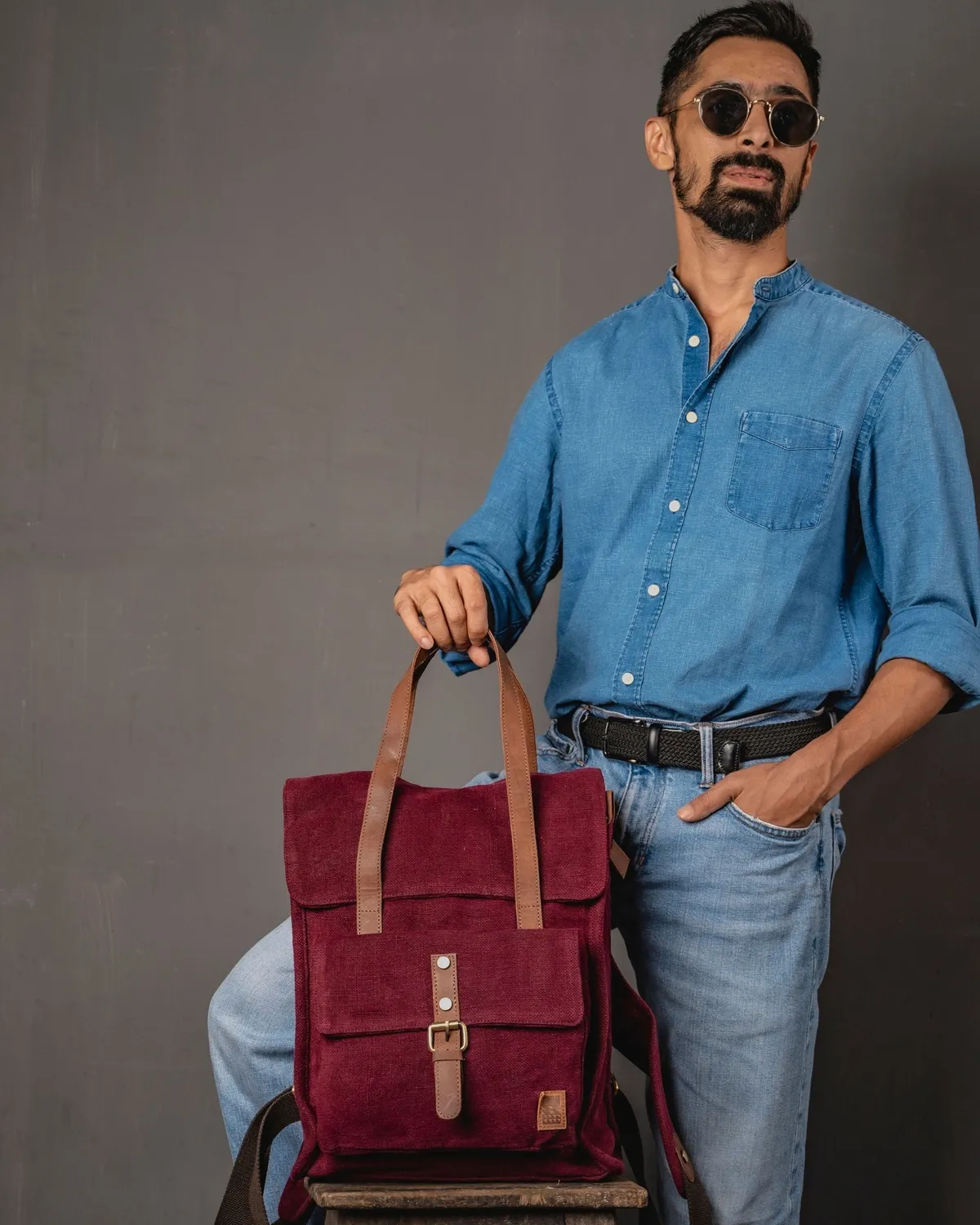 The Burlap People Sidekick ryggsekk dark wine laptop