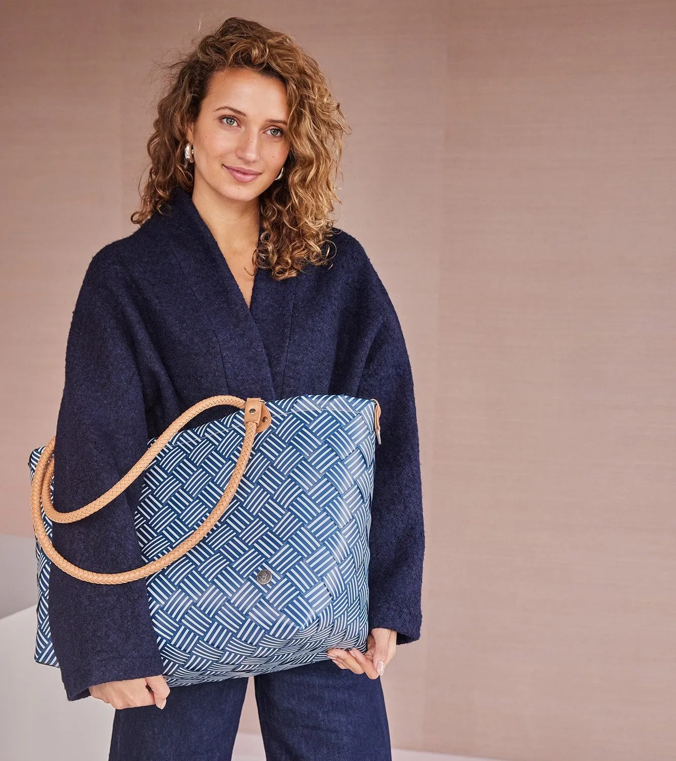Handed By Sainte-Maxime Stripes strandveske ocean blue