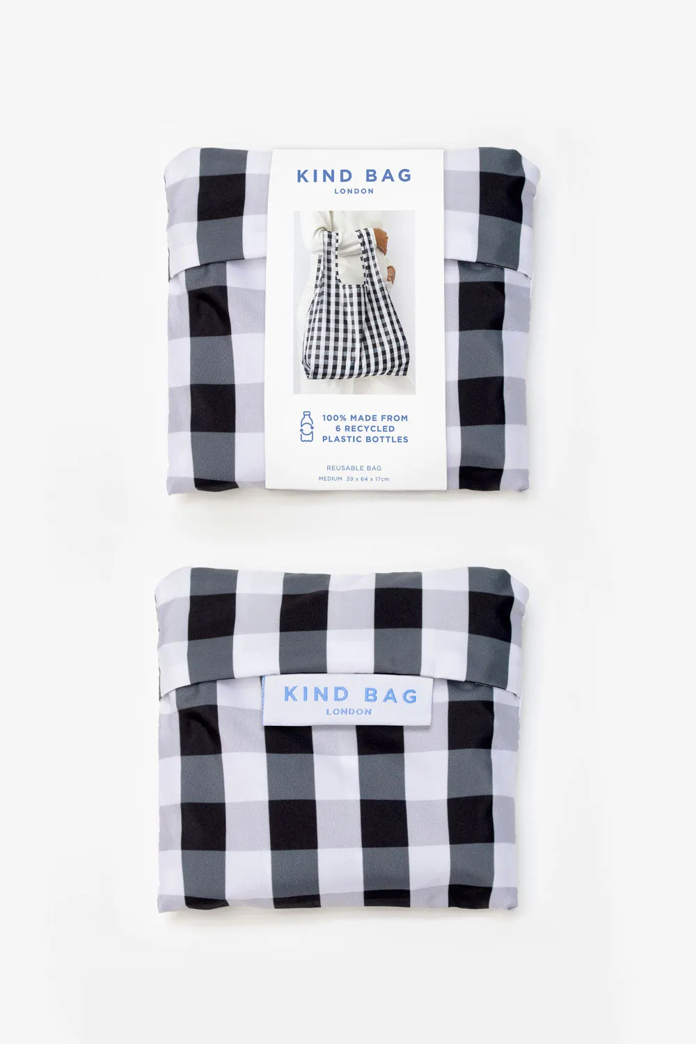 Kind Bag Gingham Black & White handlenett medium rutete 20 kg