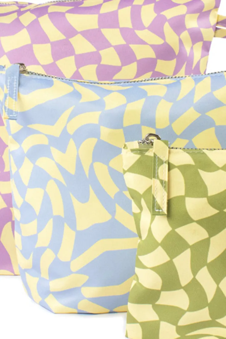 Kind Bag Pouches Wavy Check toalettmappe 3-pk resirkulert