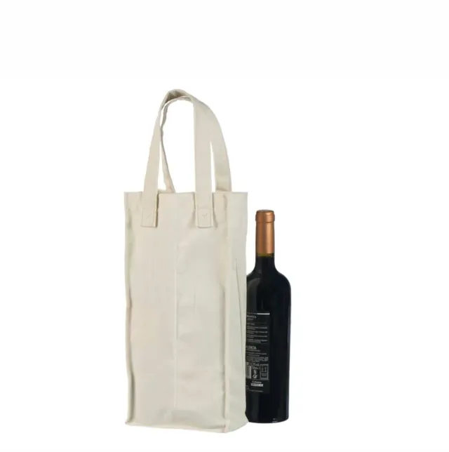 Handlenett 2BotCot flaskepose natur 2 flasker 18x8x35 cm